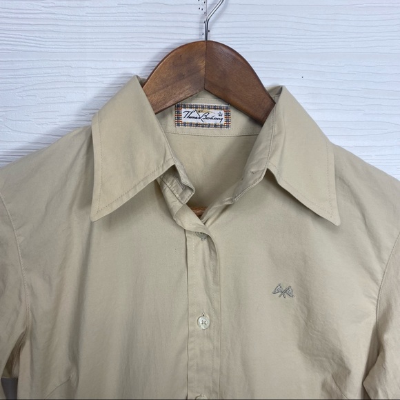 Thomas Burberry Tan collared button down shirt small 40 - Picture 6 of 11